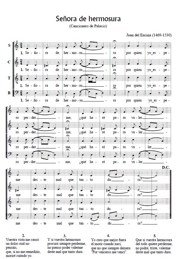 Score for Señora de hermosura